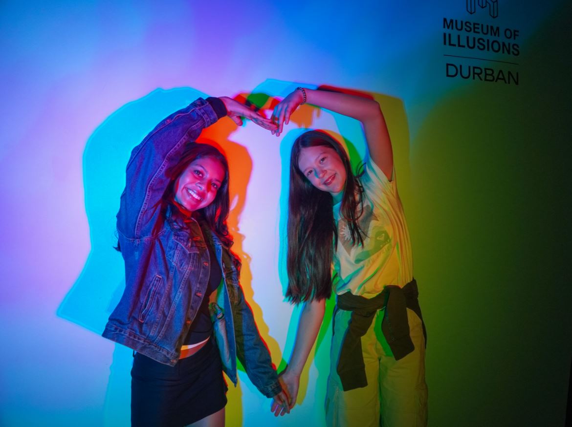 Two young girls at the Museum of Illusions Durban